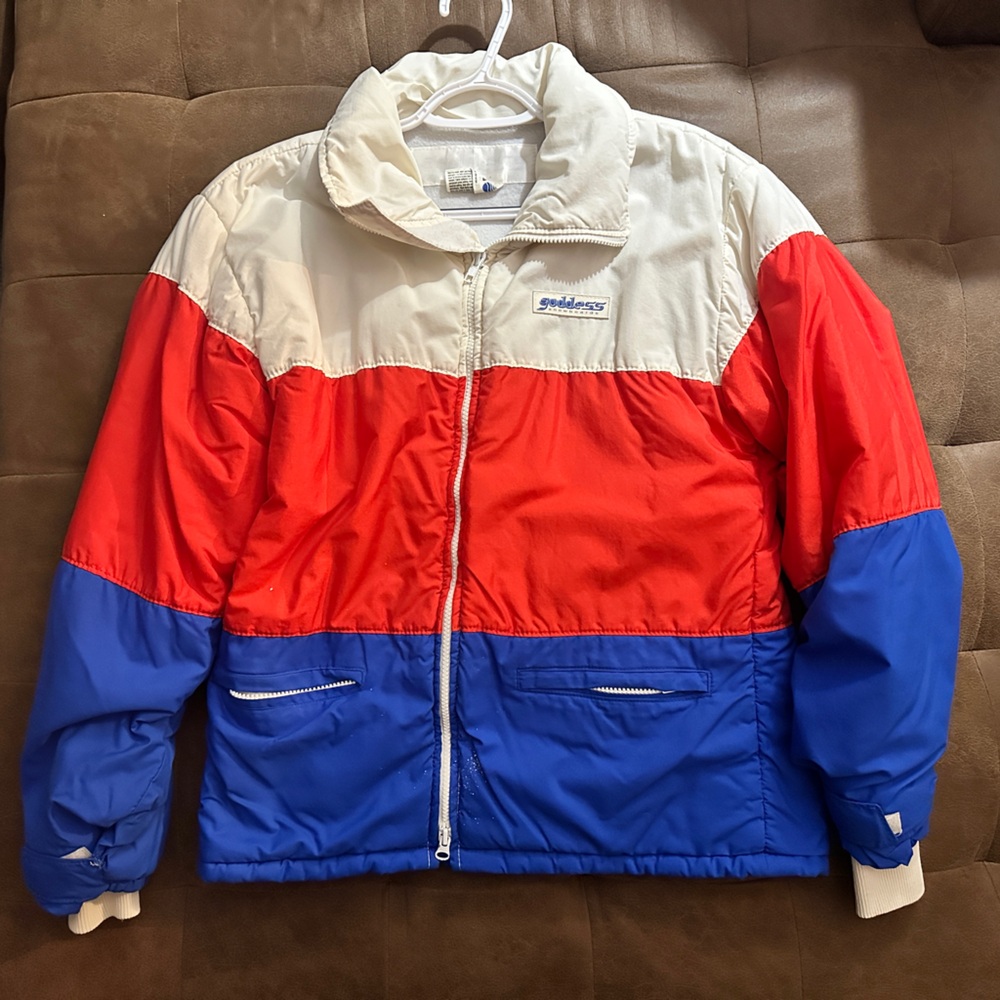 Vintage 90s Goddess Ultrex by Burlington Ski Jacket 🇺🇸 Red White Blue Colorblock
